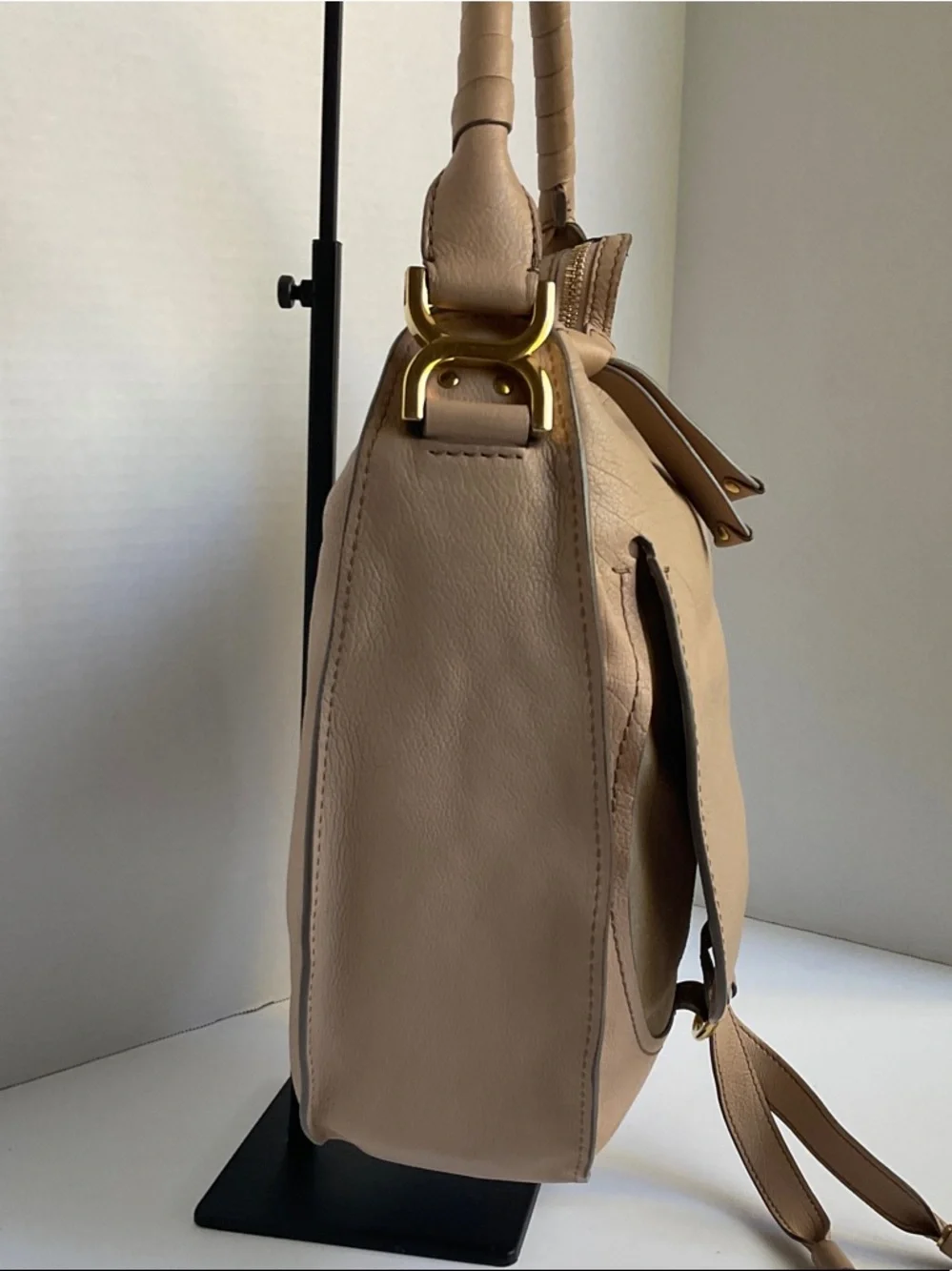 Chloé Taupe Leather Shoulder Hobo with Braided Strap